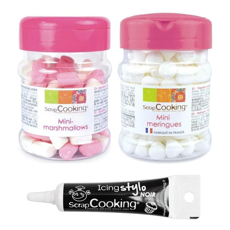 Mini meringues & marshmallows + Stylo glaçage noir Scrapcooking