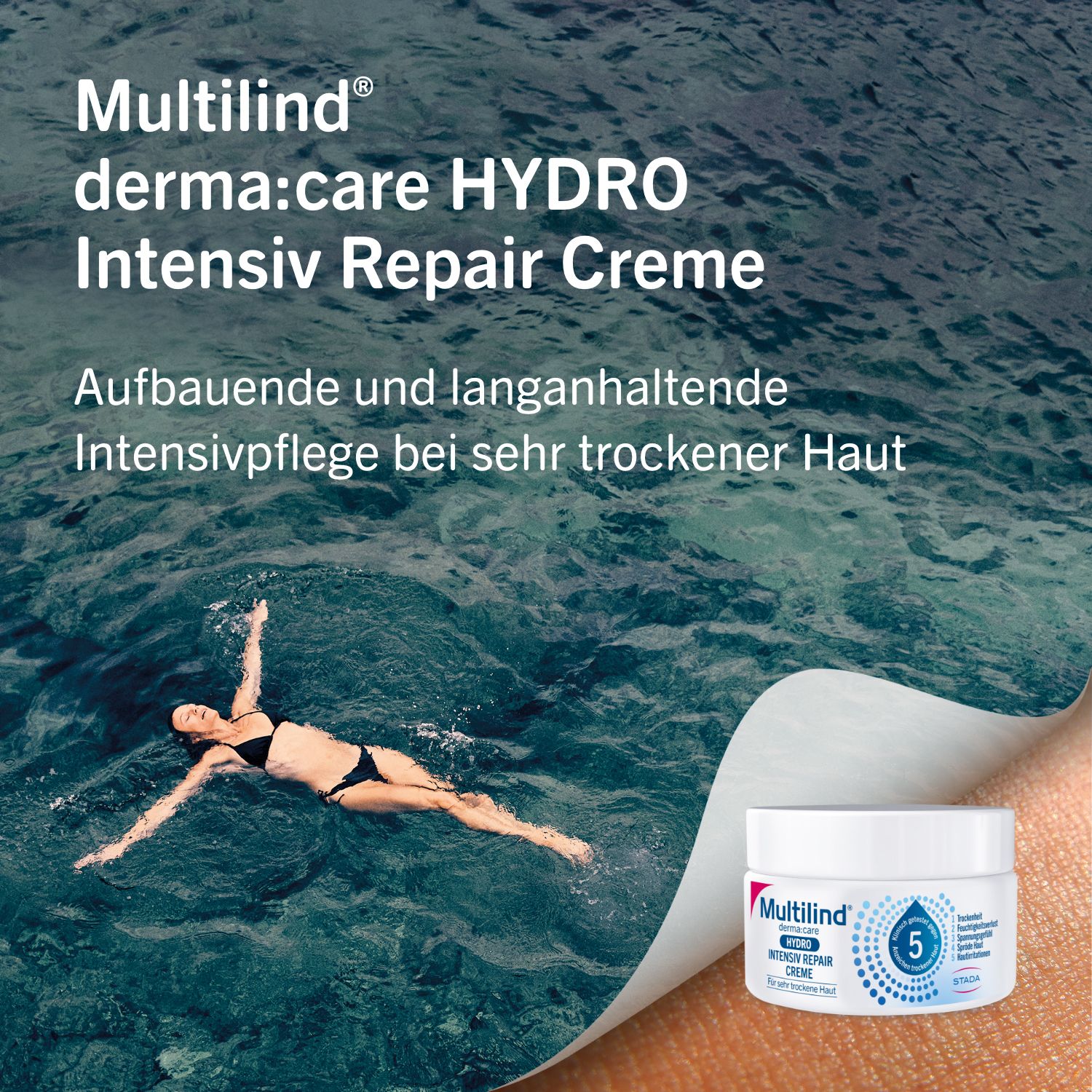 Multilind® derma:care HYDRO Intensiv Repair Creme: Intensive Pflege für sehr trockene Haut: Aufbauend, langanhaltend. Mit Ceramide NP, Panthenol, Glyzerin, Rizinusöl, Beerenwachs