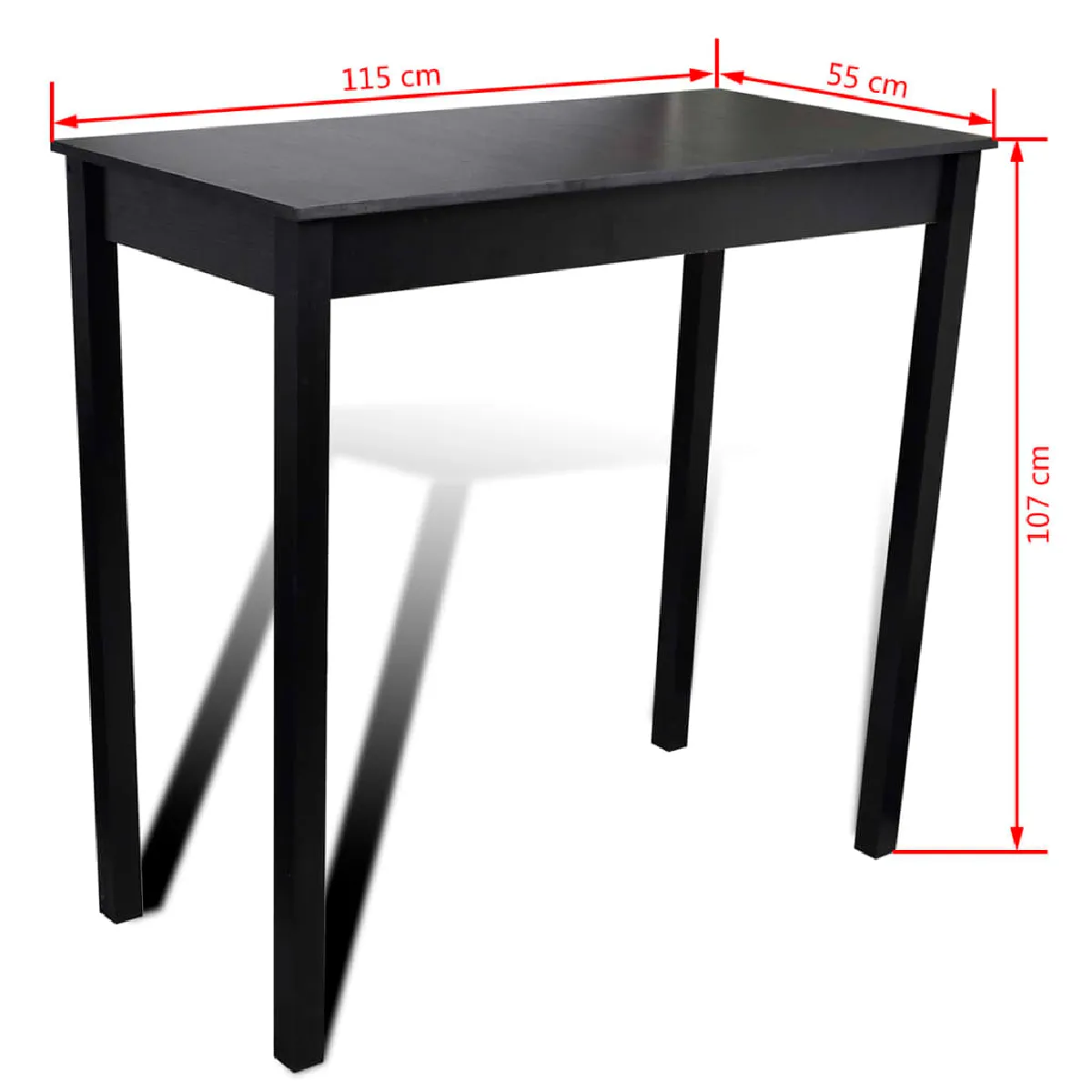 vidaXL Set de bar avec tabourets - Noir