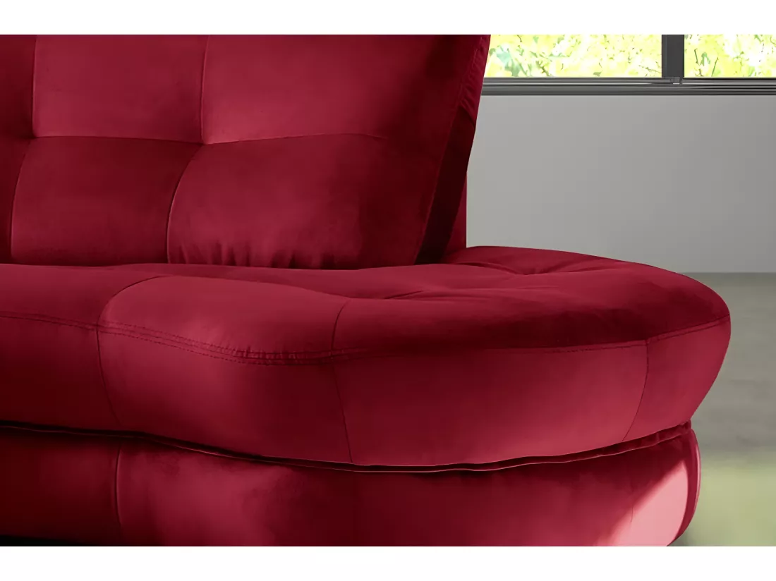 Canapé en tissu luxe 5/6 places BRENNER bordeaux, côté accoudoir gauche
