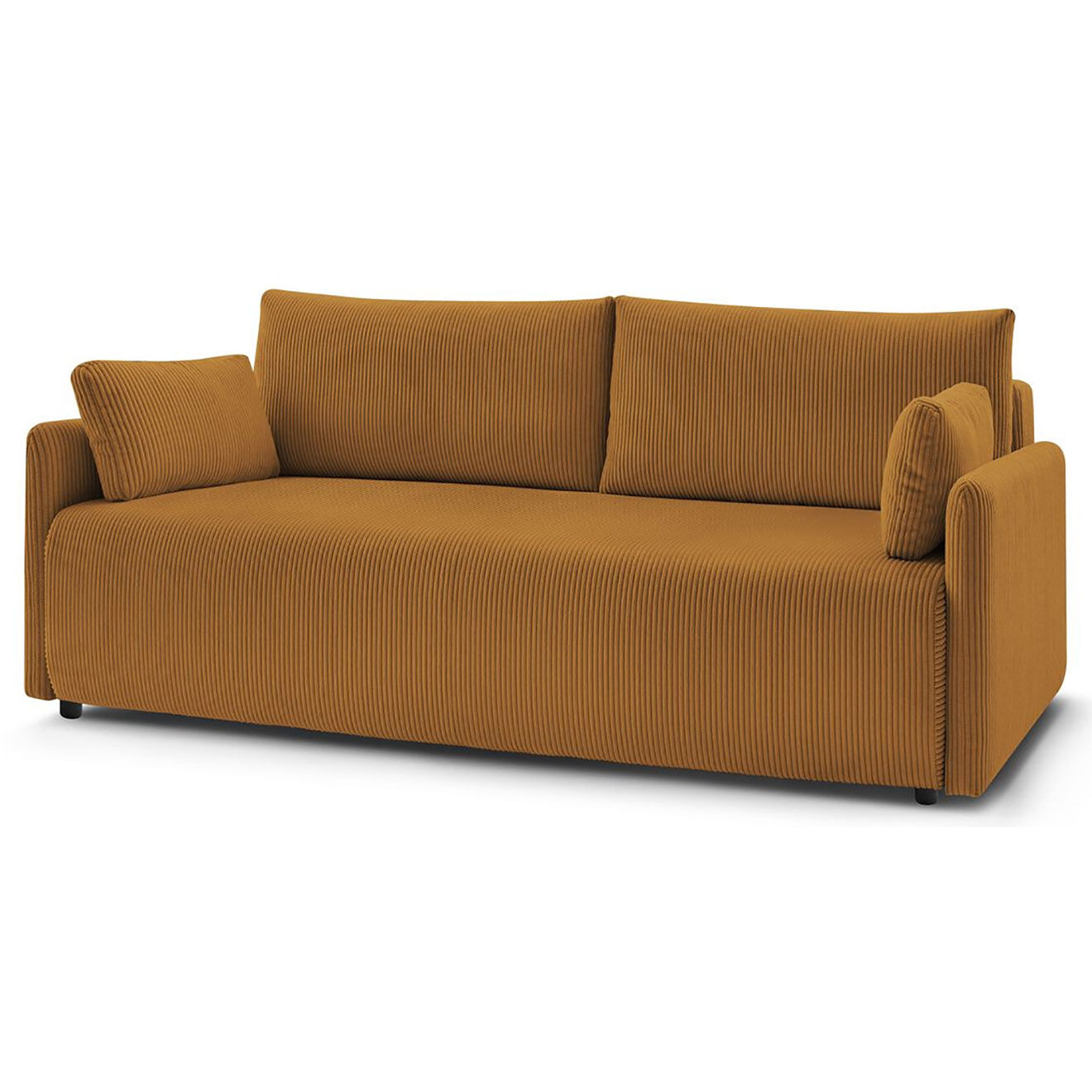 Bobochic Canapé convertible coffre marcel velours côtelé jaune  - 211x100x86 cm