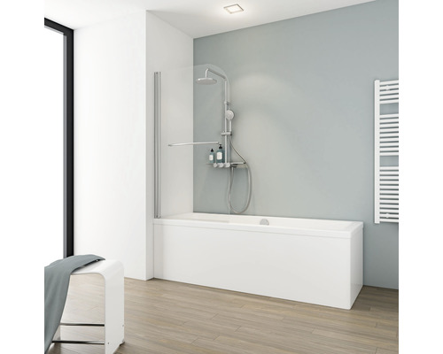 Badscherm, 1-delig, SCHULTE Komfort, 70 x 140 cm, helder glas, chroomlook profiel, D1670 41 50 140