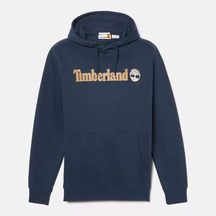 Sweat à capuche et logo linéaire pour homme en bleu marine