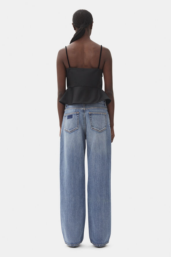 Ganni Duchesse Satin Top Black