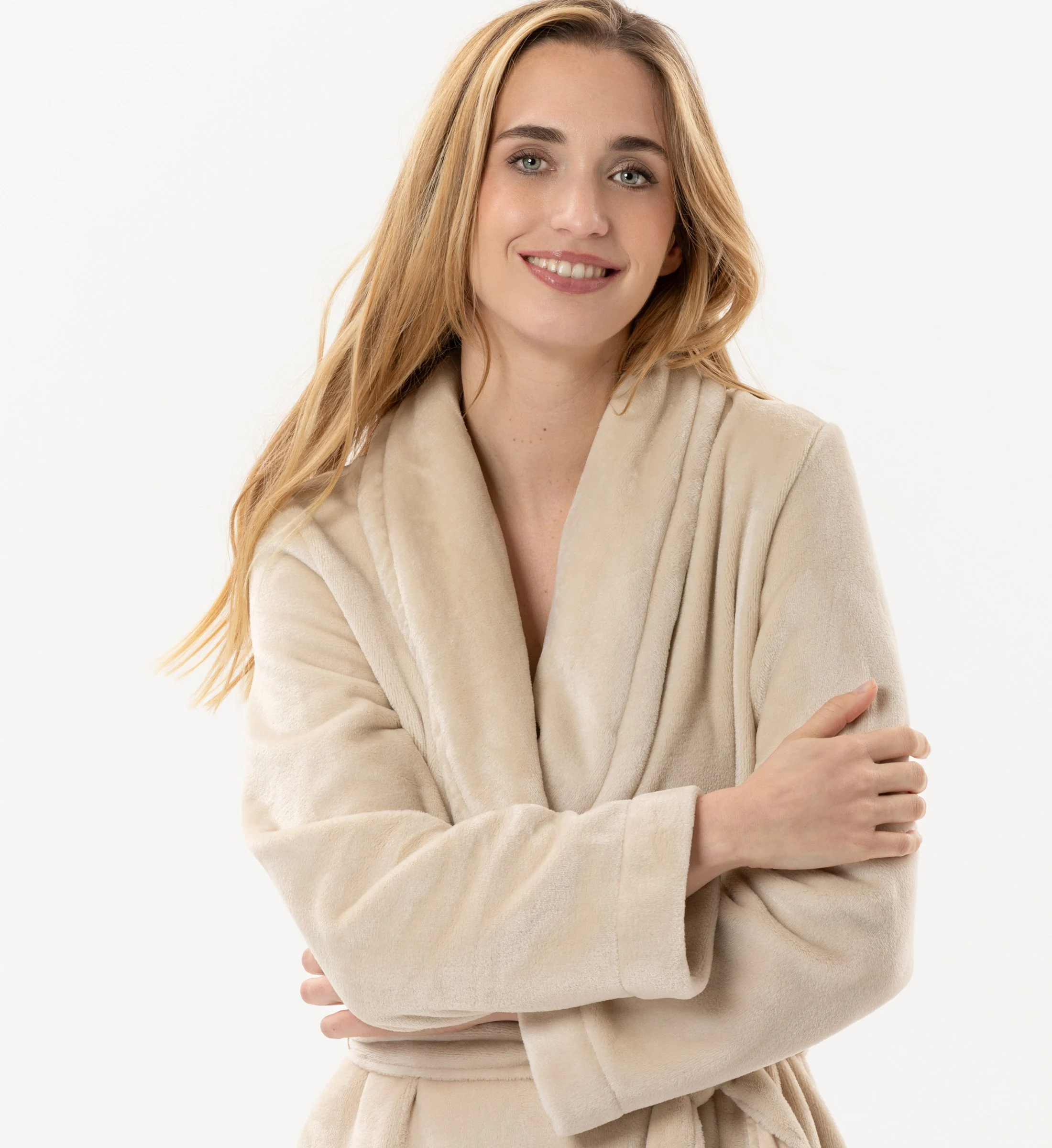 ESSENTIEL H61B - Peignoir en peluche flanelle | Beige