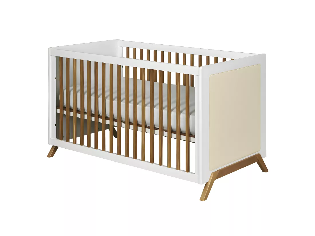 Lit bébé avec matelas 70x140 cm panneaux de fibres blanc AZU