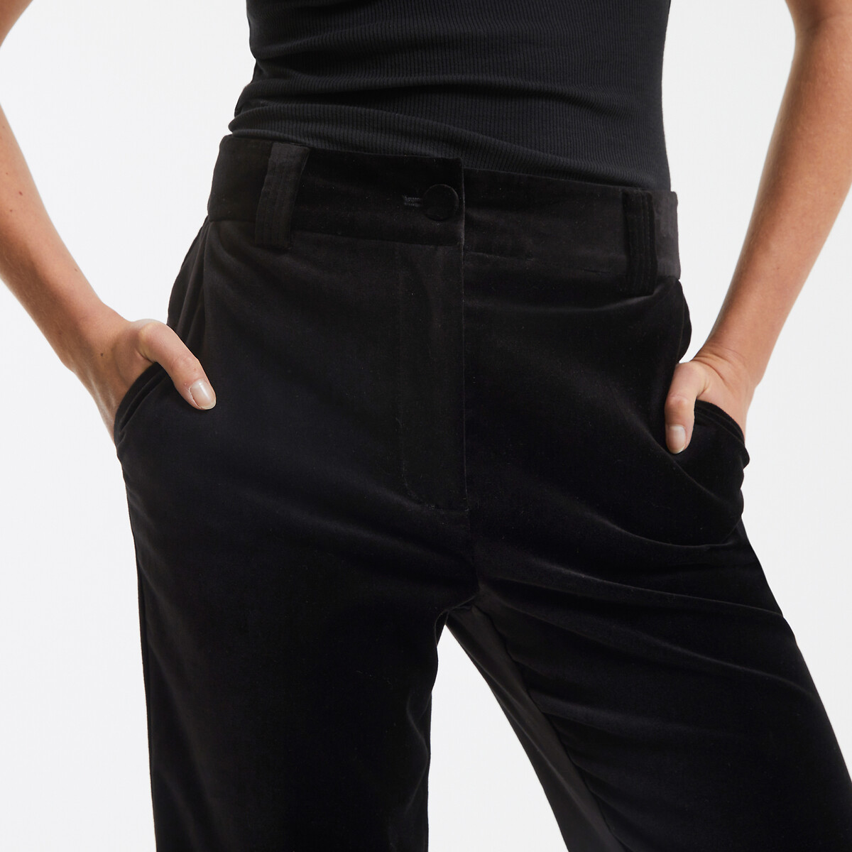 COLEÇÕES LA REDOUTE<br>Calça flare em tecido glad fluweel, assinatura QUENTIN