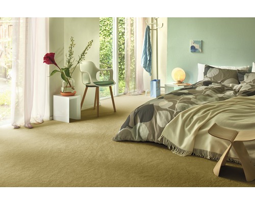 Sedna® Proteus 100% Econyl garen geel crinkle velours tapijt, 400 cm breed (verkocht per meter)