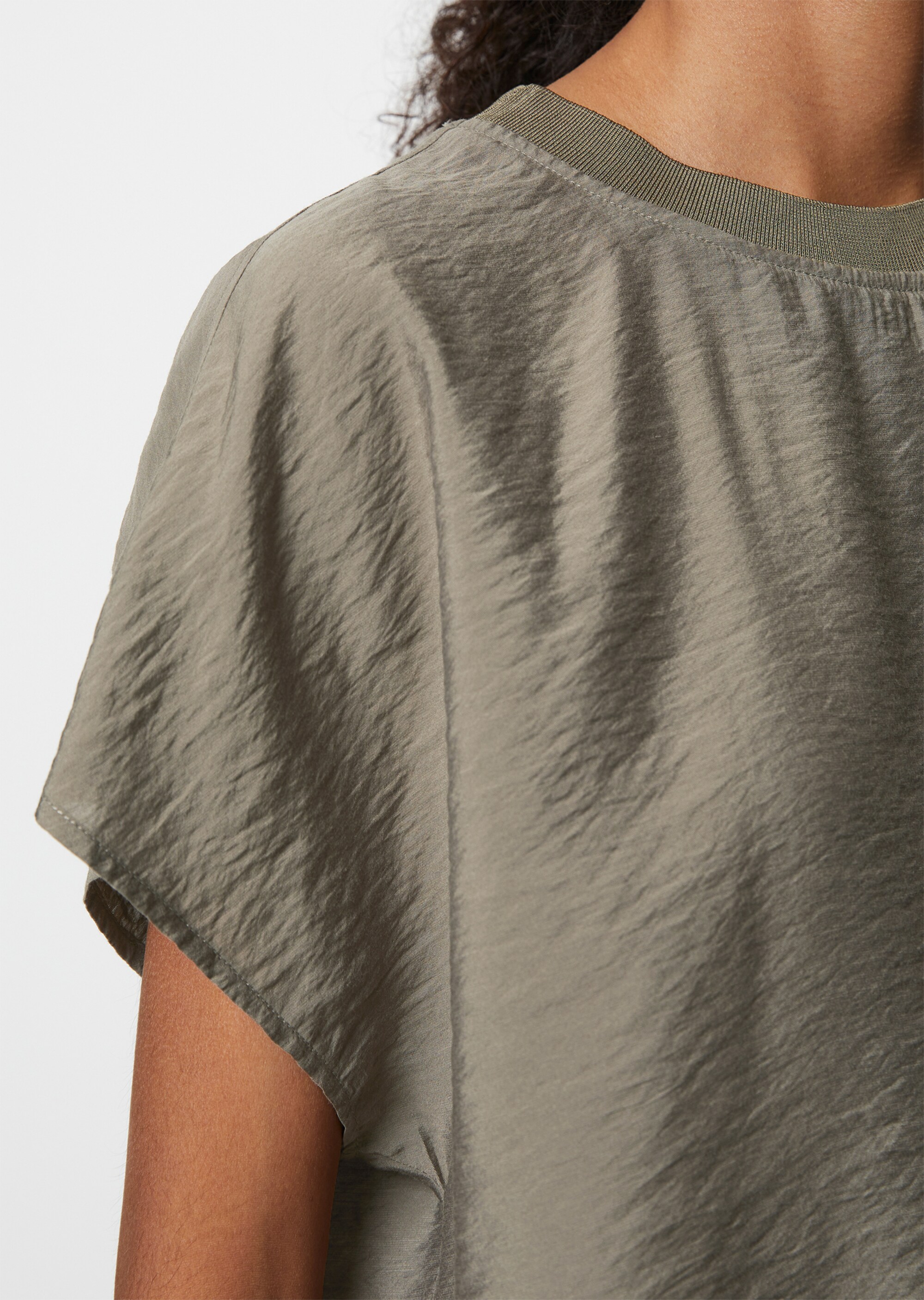Blusenshirt regularaus Viskose-Mix-Crinkle