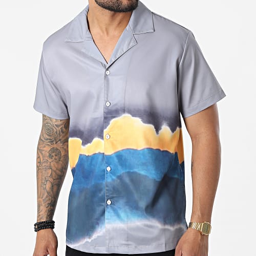 Chemise Manches Courtes Gris Bleu