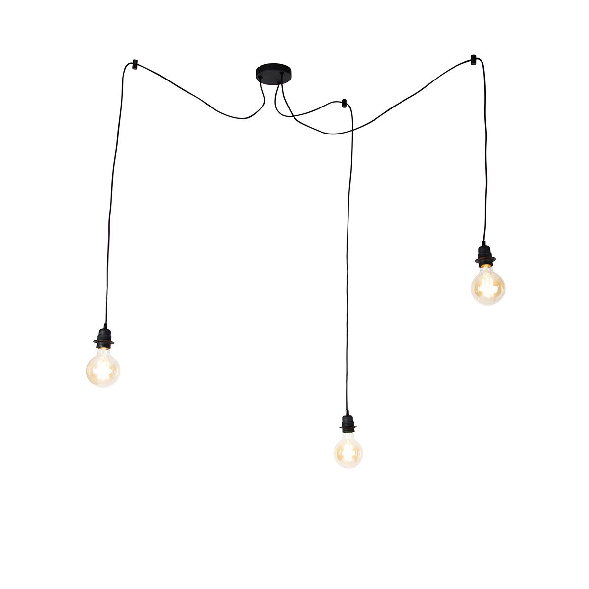 Industriële hanglamp zwart 3-lichts - Cava