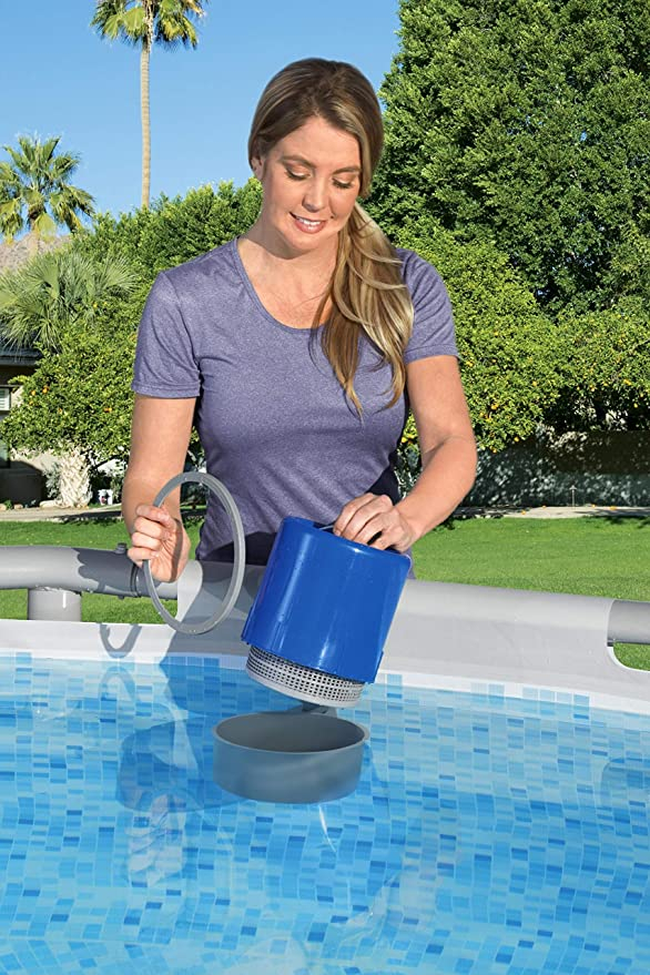 Pool Einhänge Skimmer Schwimmbecken Reinigungs Zubehör Sieb für Filter ab 3.028l/h - Grau