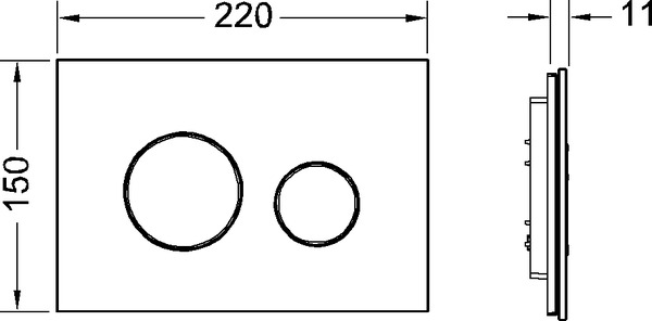 TECE Loop drukplaat glas zwart toetsen glans chroom