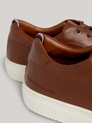 Tênis de couro granulado premium com sola cupsole