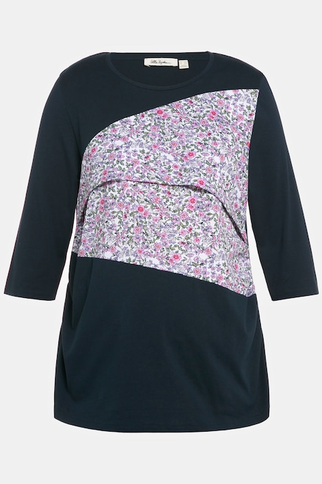 Bellieva-Shirt, Stillfunktion, A-Linie, Blumen, 3/4-Arm