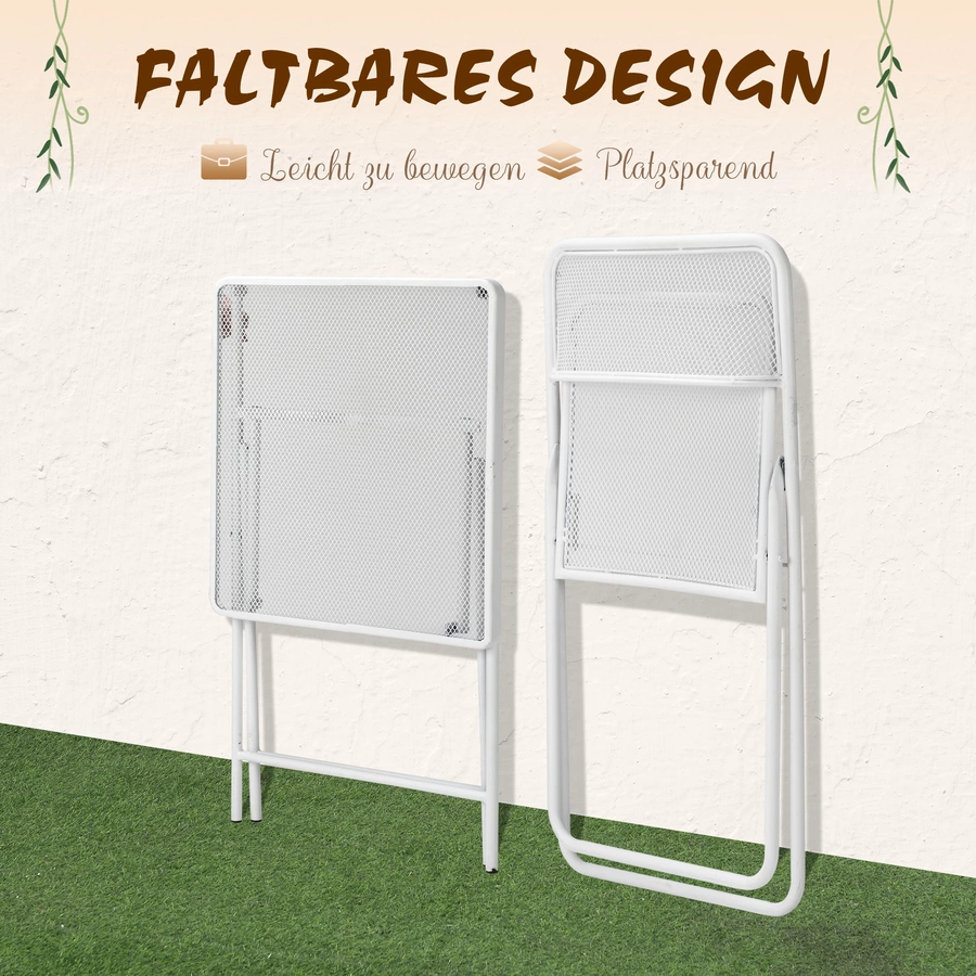Outsunny Gartenmöbel-Set mit Stahlrahmen weiß