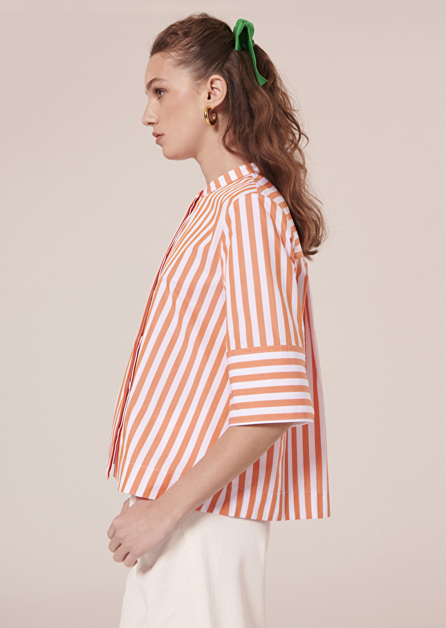Chemise Camillianaorange à rayures en popeline