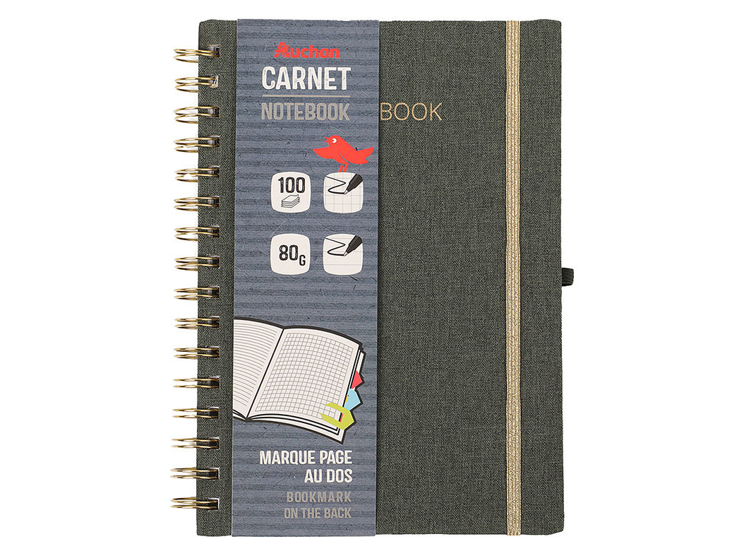 CADERNO ESPIRAL A5 AUCHAN CAPA TECIDO