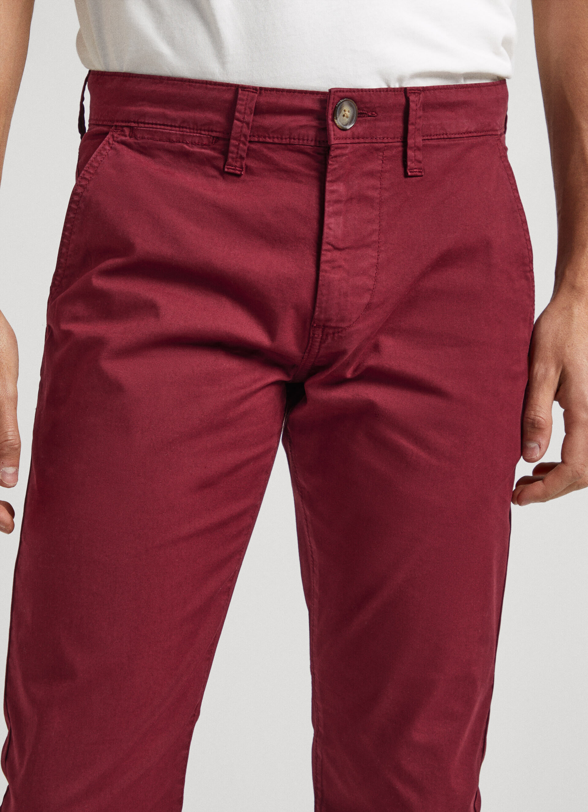 Calça chino CHARLY SLIM FIT - vermelho borgonha