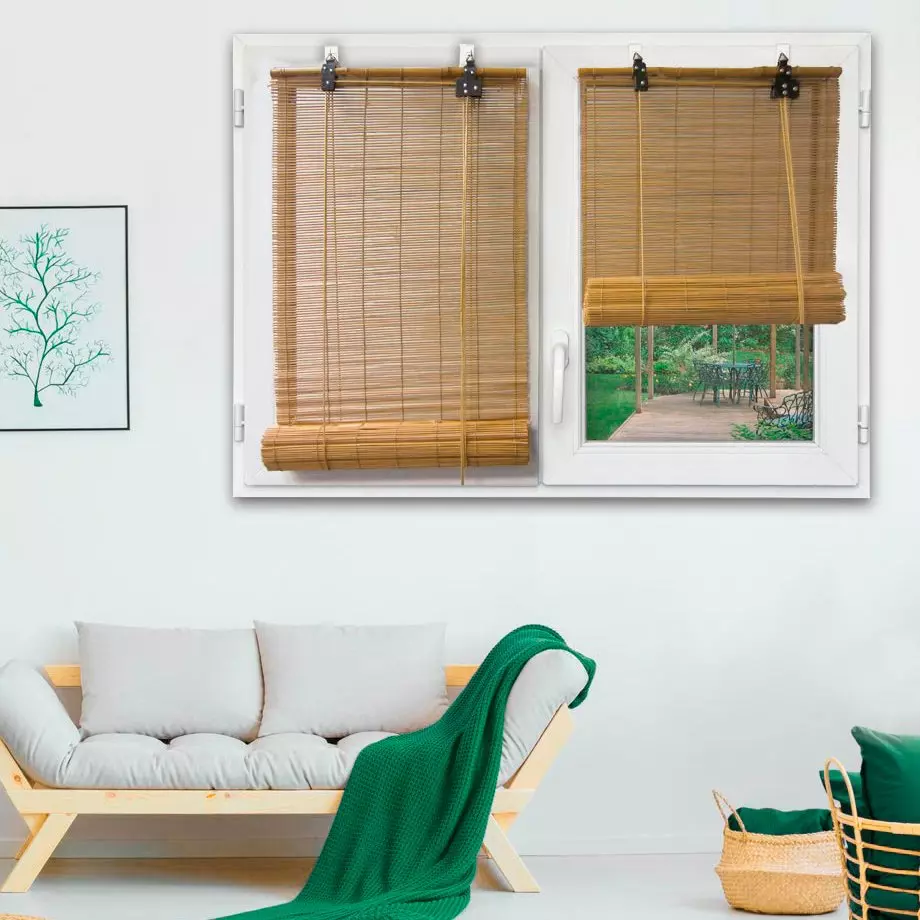Store enrouleur à baguettes (90 x 180 cm) Bambou Naturel