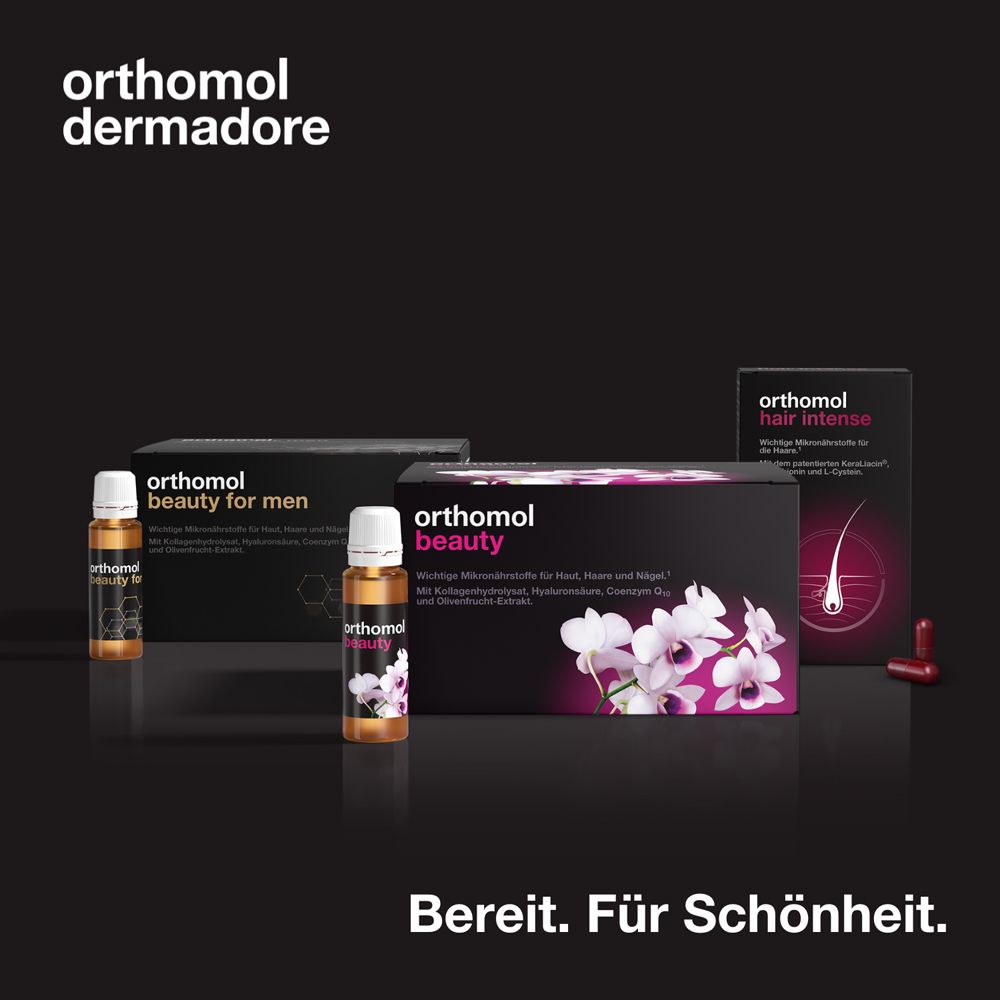 Orthomol Beauty for Men - für Haut, Haare und Nägel, mit Hyaluronsäure, Kollagen und Coenzym Q10 - Trinkampullen