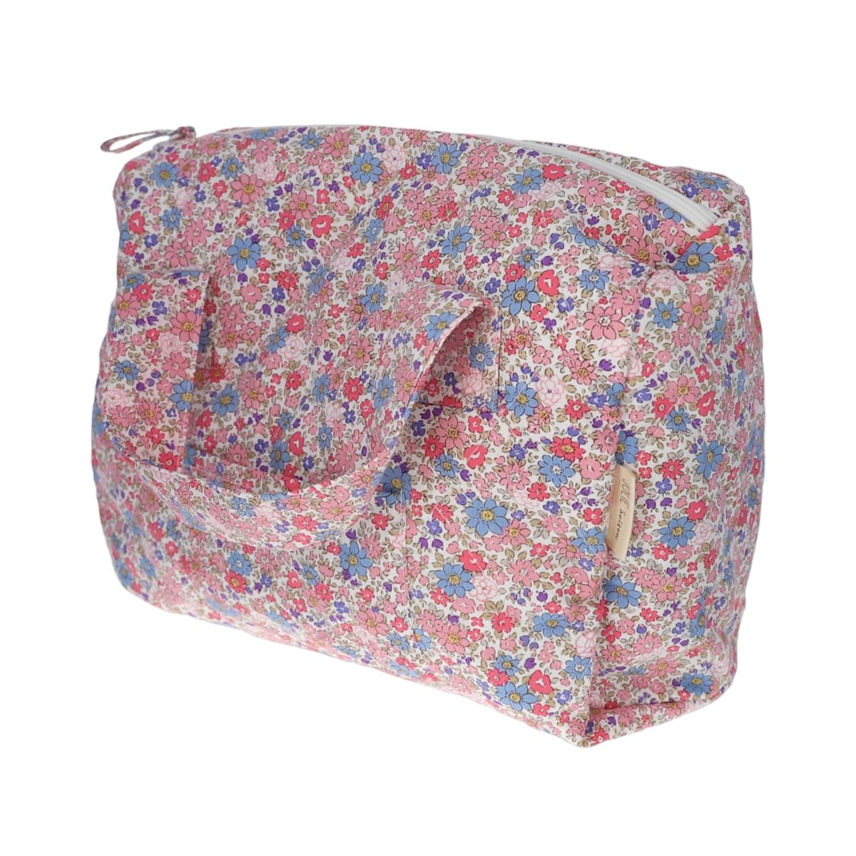 Grande trousse de toilette vanity fleurie bleu et rose Jolie saison