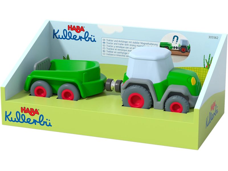 Haba Kullerbü -Traktor mit Anhänger 305562 Spielzeugfahrzeug