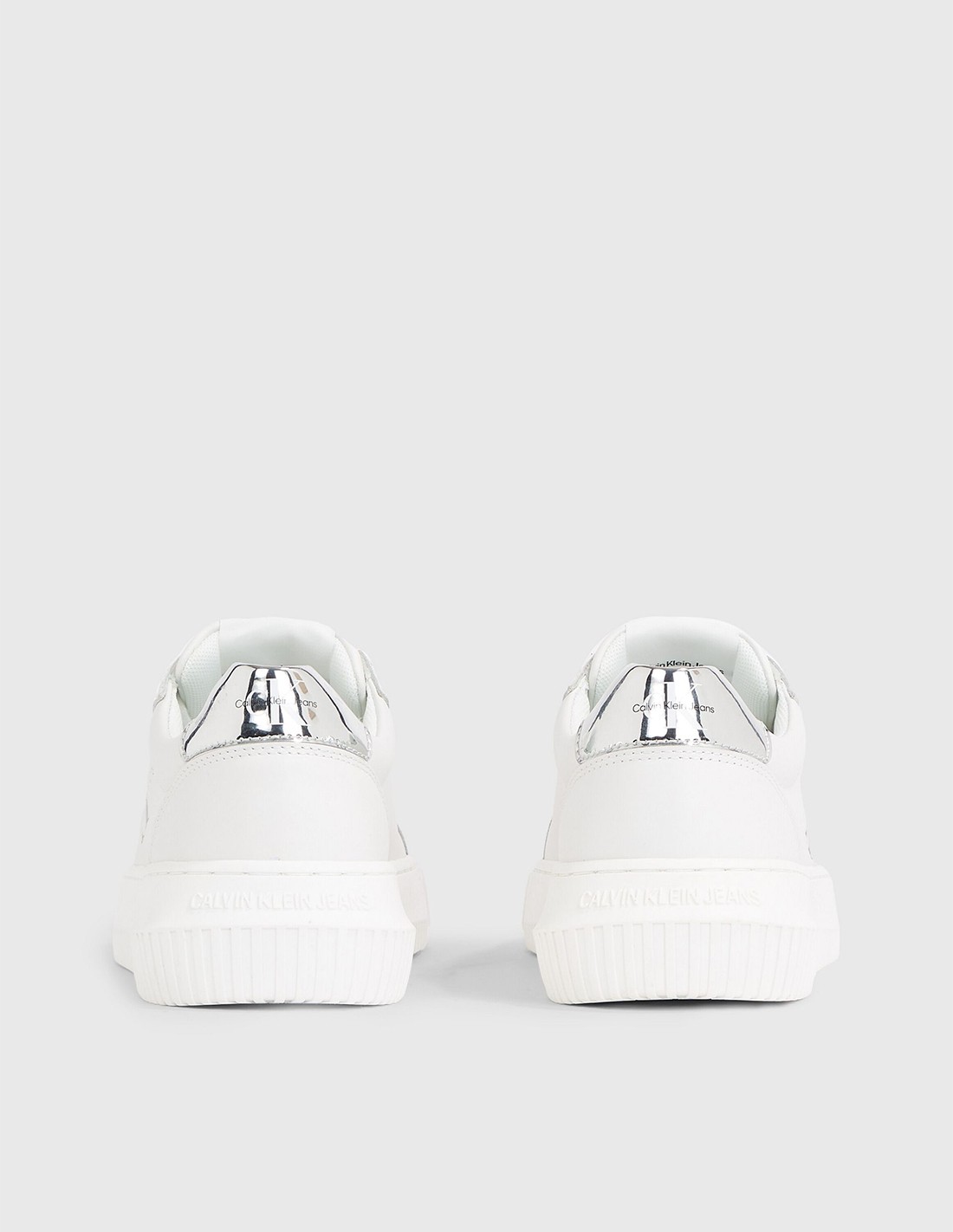 calvin klein Baskets de ville Femme Chunky Cupsole Mono Blanc/Argent Cuir