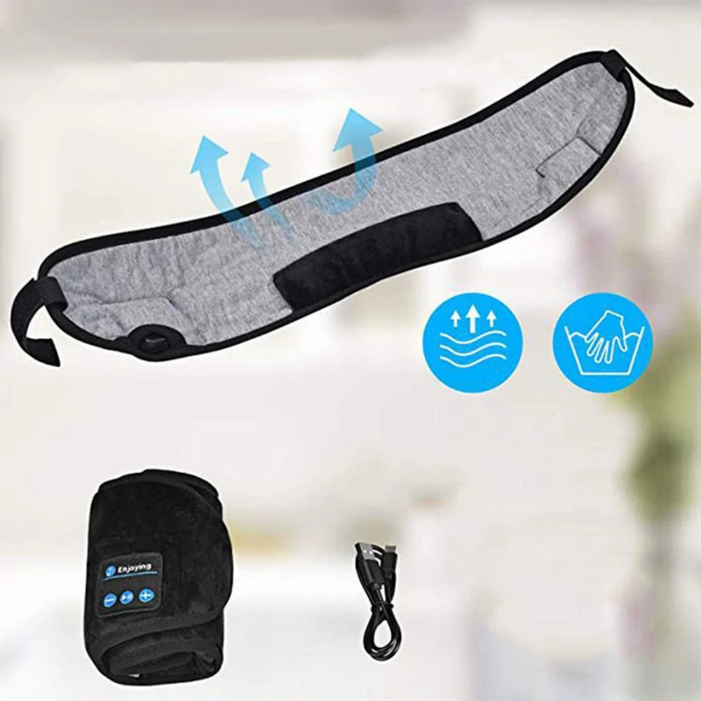 Elastische USB Augenmaske Musik Schlafmaske Bluetooth Augenbinde - Schwarz