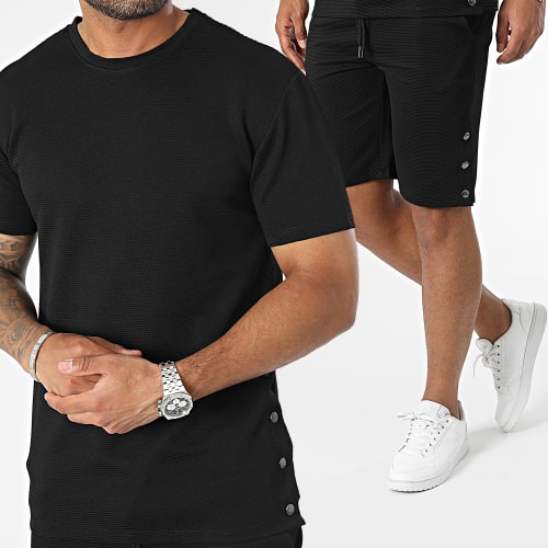 Ensemble Tee Shirt Et Short Jogging Noir