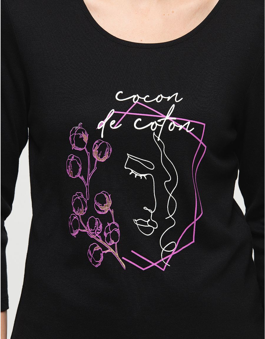 T-shirt coton modal noir