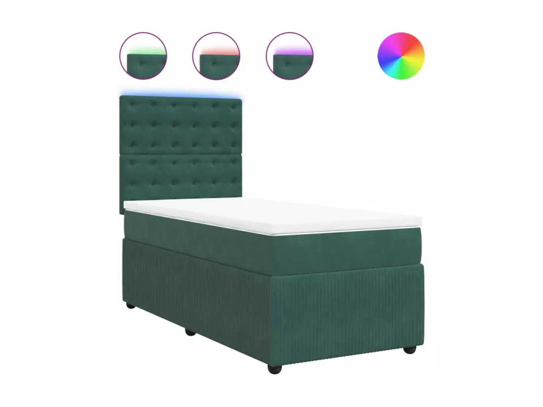 Sommier à lattes de lit et matelas Vert foncé 80x200 cm Velours
