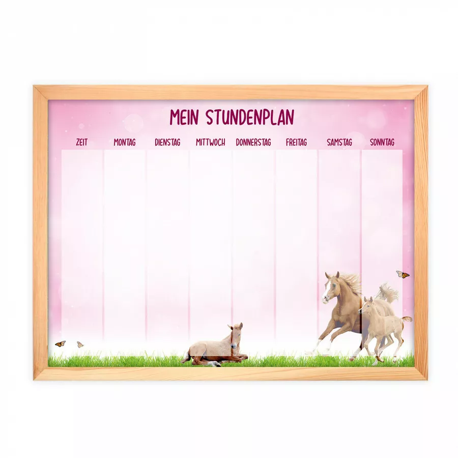 Nikima Stundenpläne magnetischer Stundenplan Pferde rosa mit 90 Magneten rosa
