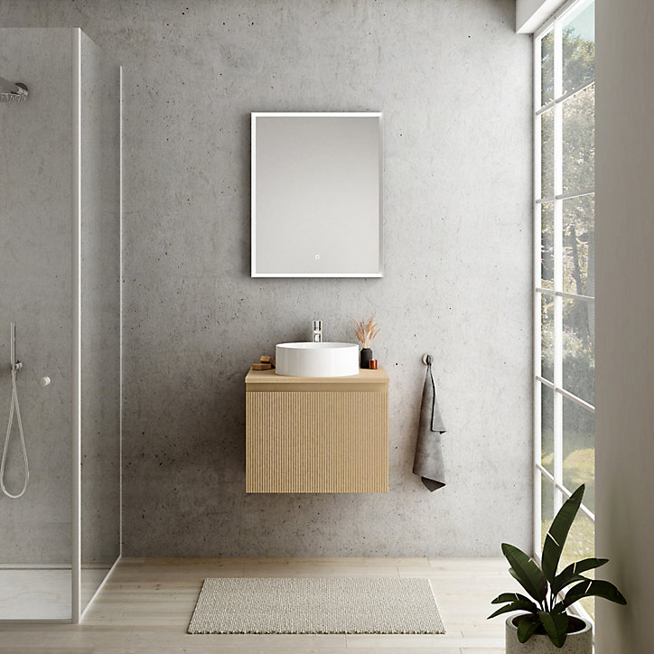 Plan de toilette pour vasque à poser chêne clair 60 cm Pura