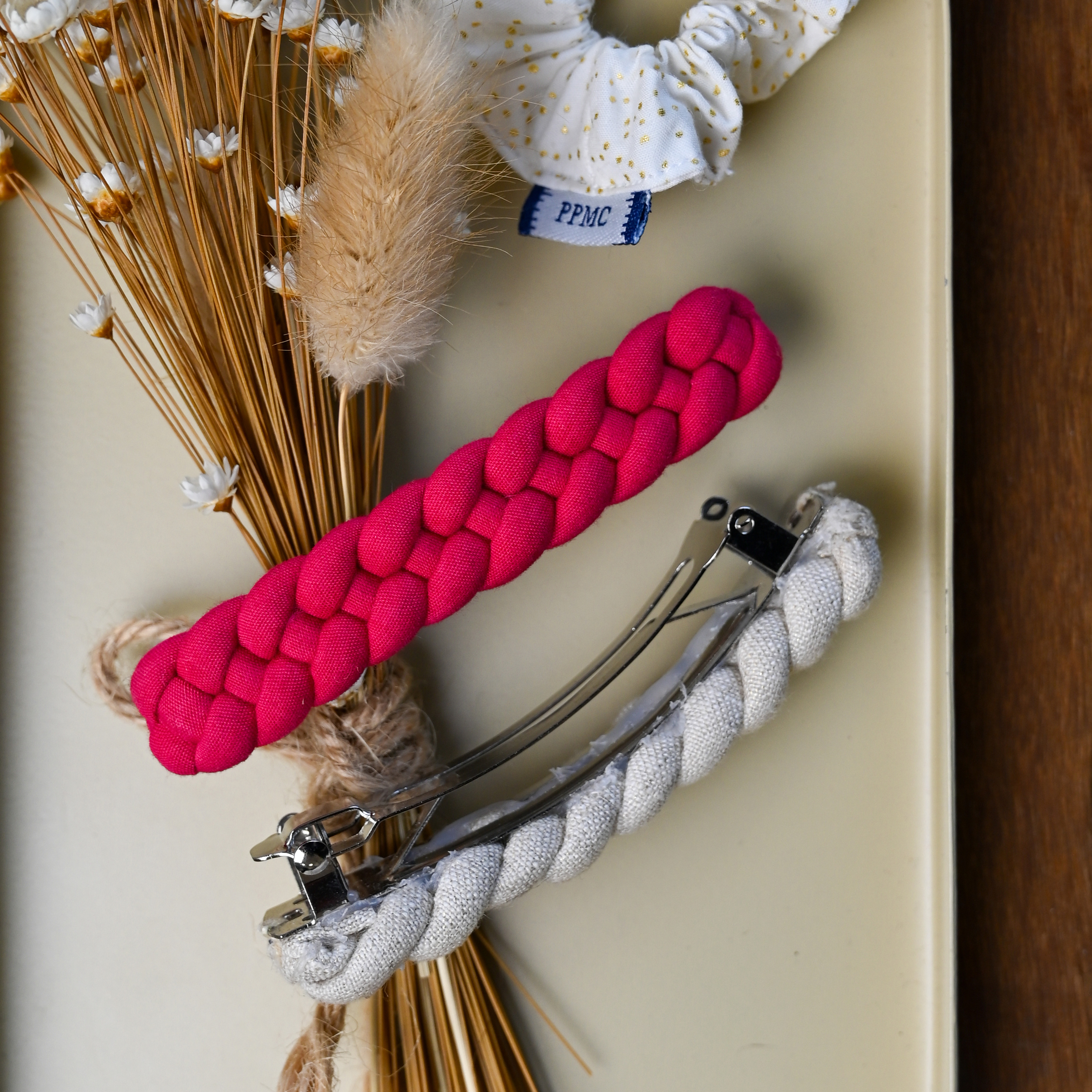 Barrette Cheveux Tressée Fuchsia