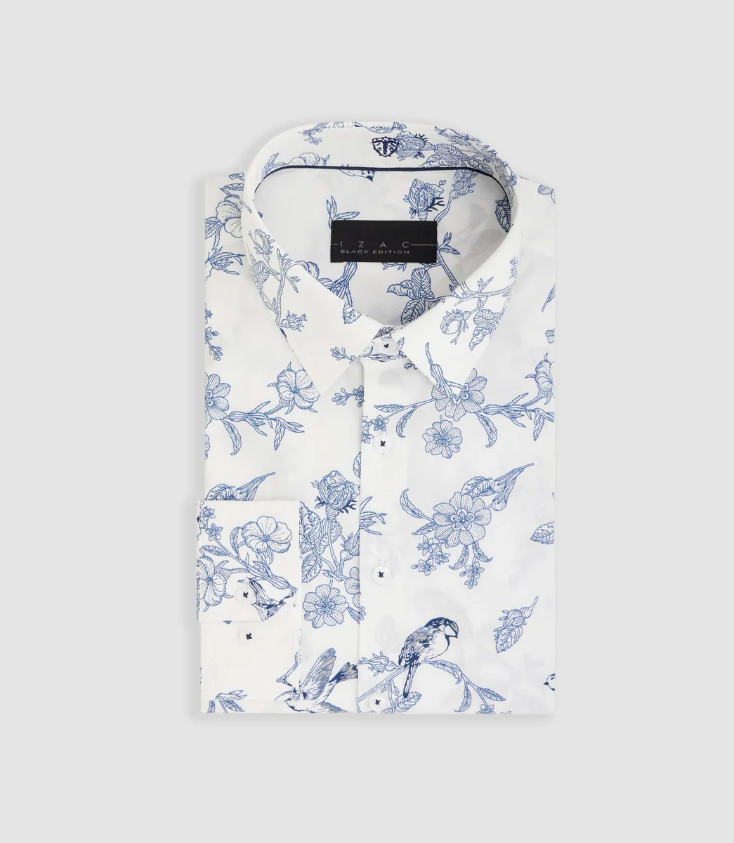 Chemise à imprimé oiseaux blanche 