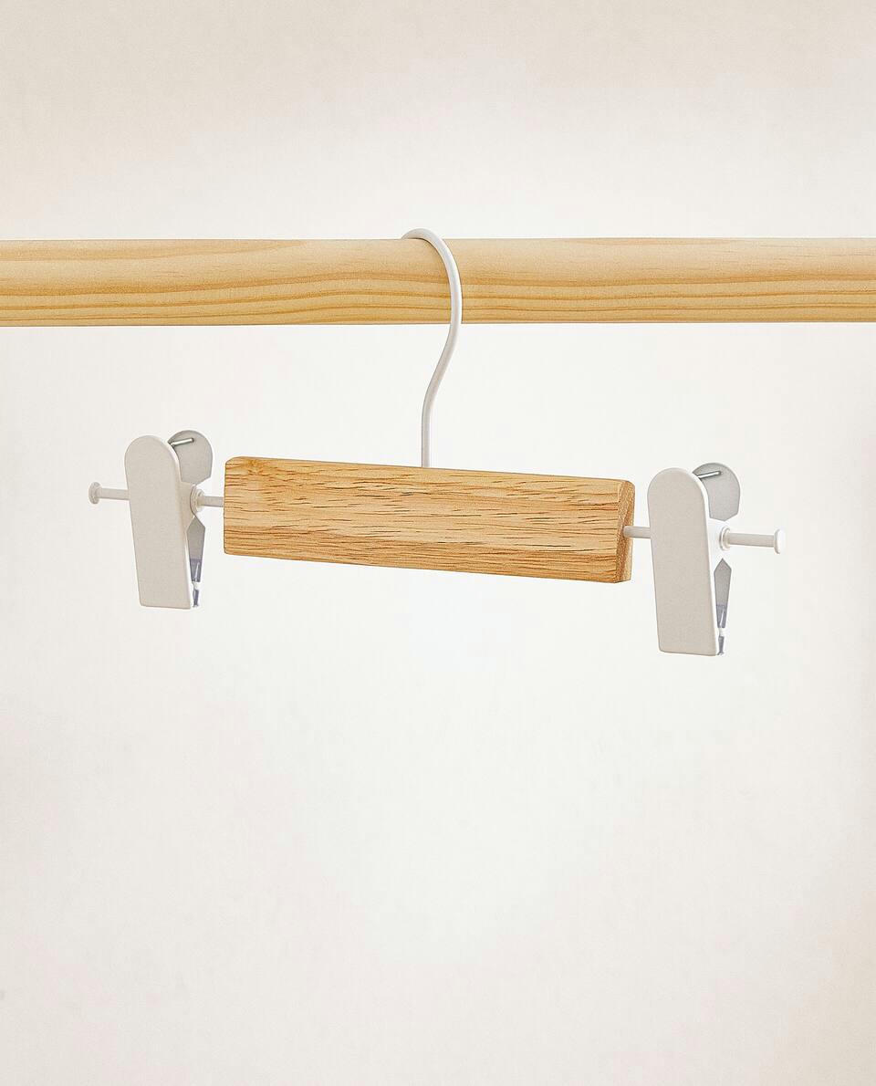 CABIDE DE MADEIRA COM CLIPS (CONJUNTO DE 3)