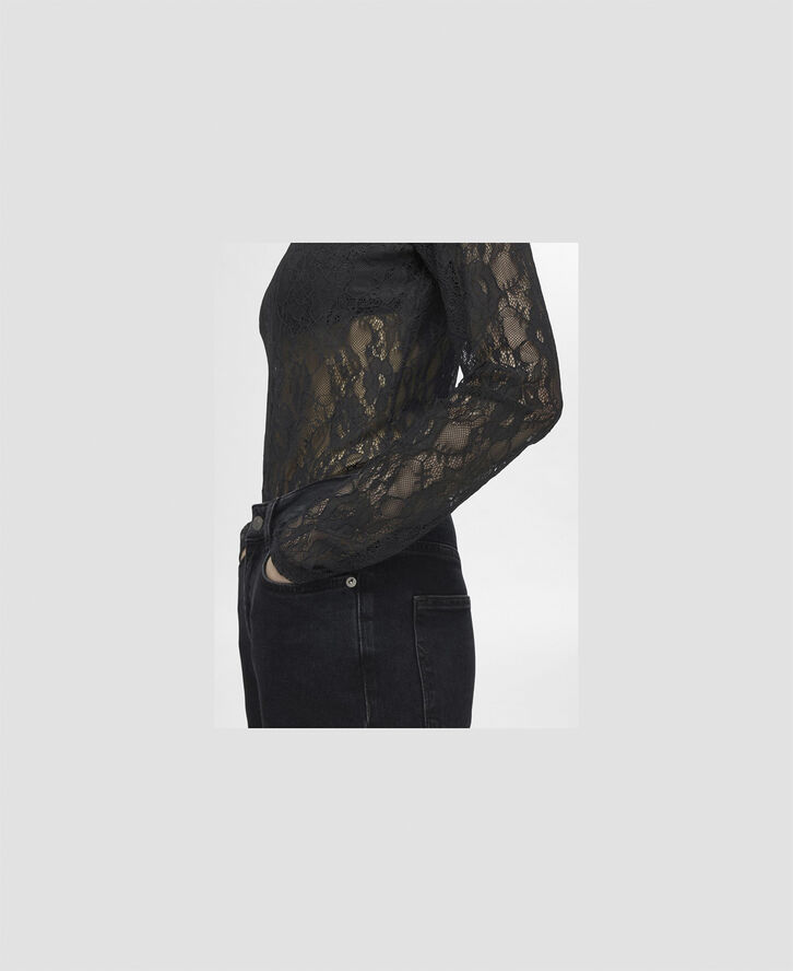 Selected Femme SLFARIA LS LACE BODY Sort