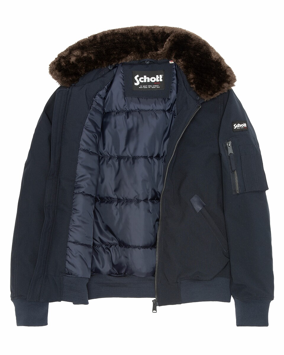 Jaqueta SCHOTT com gola removível, jaqueta bomber, estilo aeronáutico