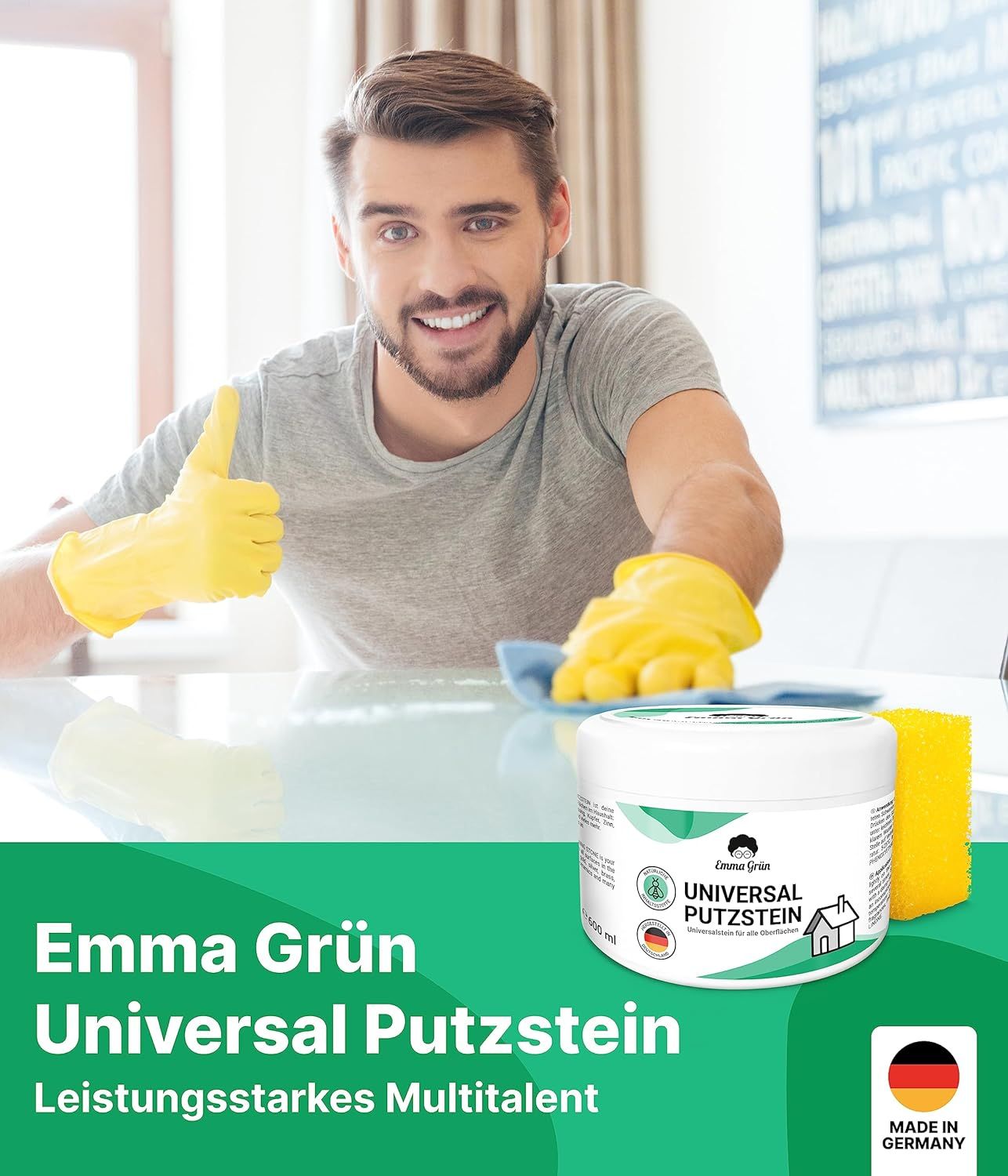 Emma Grün® Universal Putzstein inkl. Schwamm