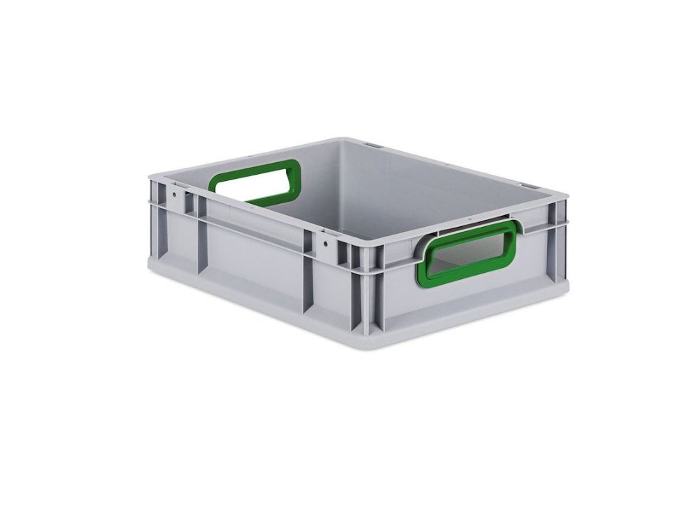 PROREGAL Eurobox Nextgen Kleur HxBxD 12 x 30 x 40 cm 11 Liter Handgrepen Groen Open Gladde Bodem Euro Container Transportbox