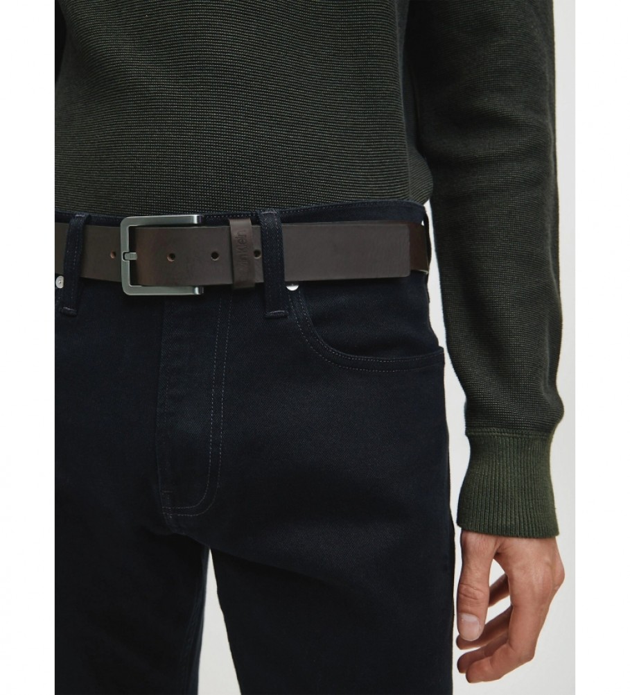 Cinto de couro marrom Calvin Klein
