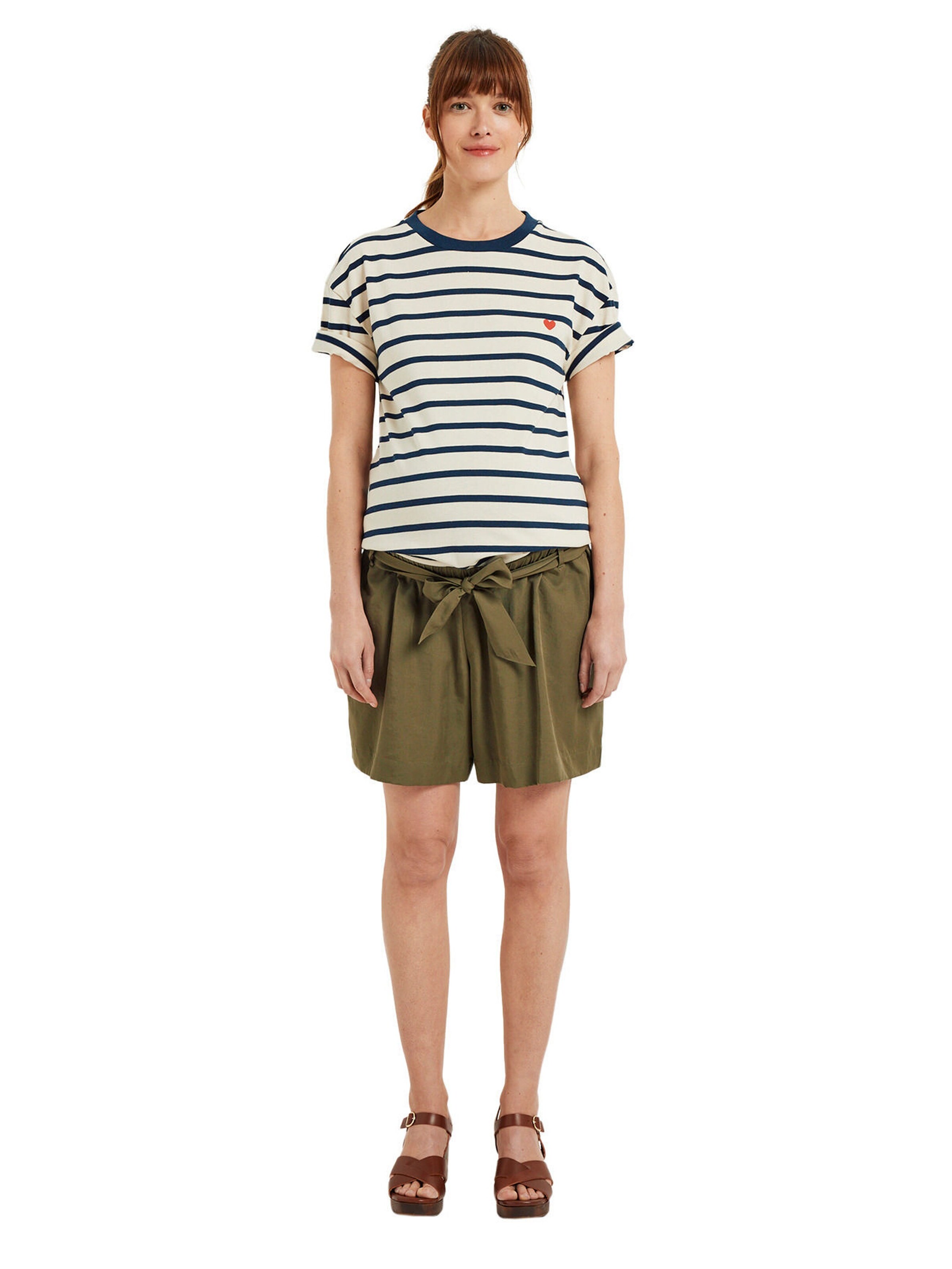 Vertbaudet Umstands-Shorts aus Lyocell mit Einsatz am Bauch khaki