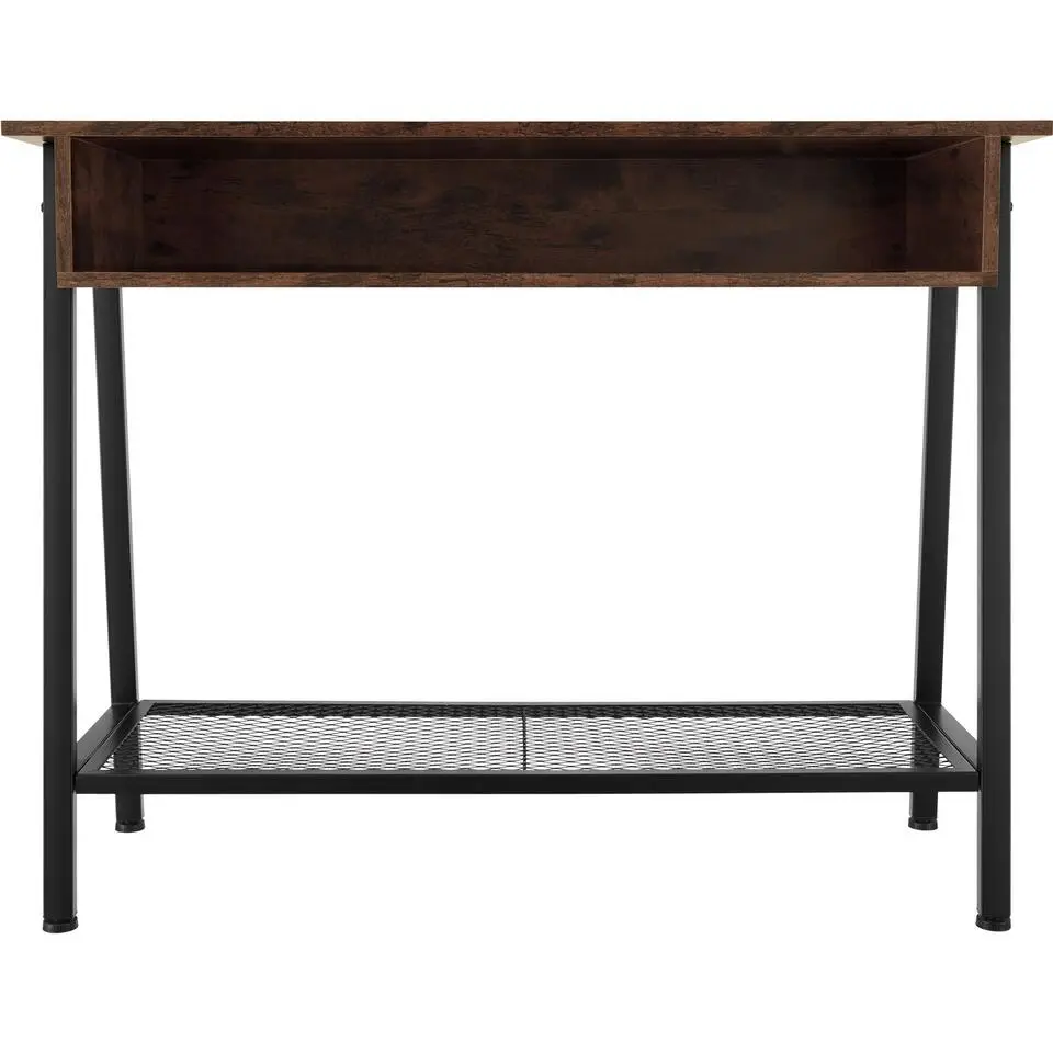 tectake Consoletafel Tralee 100x35x80,5cm, Industrieel Hout Donker, Rustiek