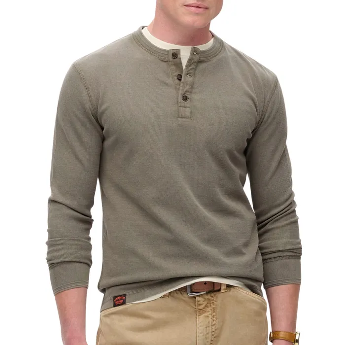 Superdry Vintage Textured Grandad LS Top Heren