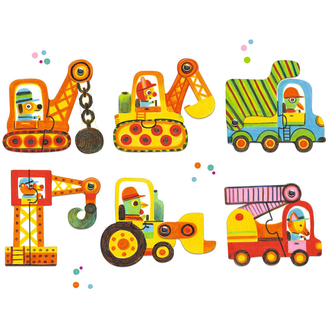 Djeco puzzel duo bouwverkeer (6x2st) DJ08170