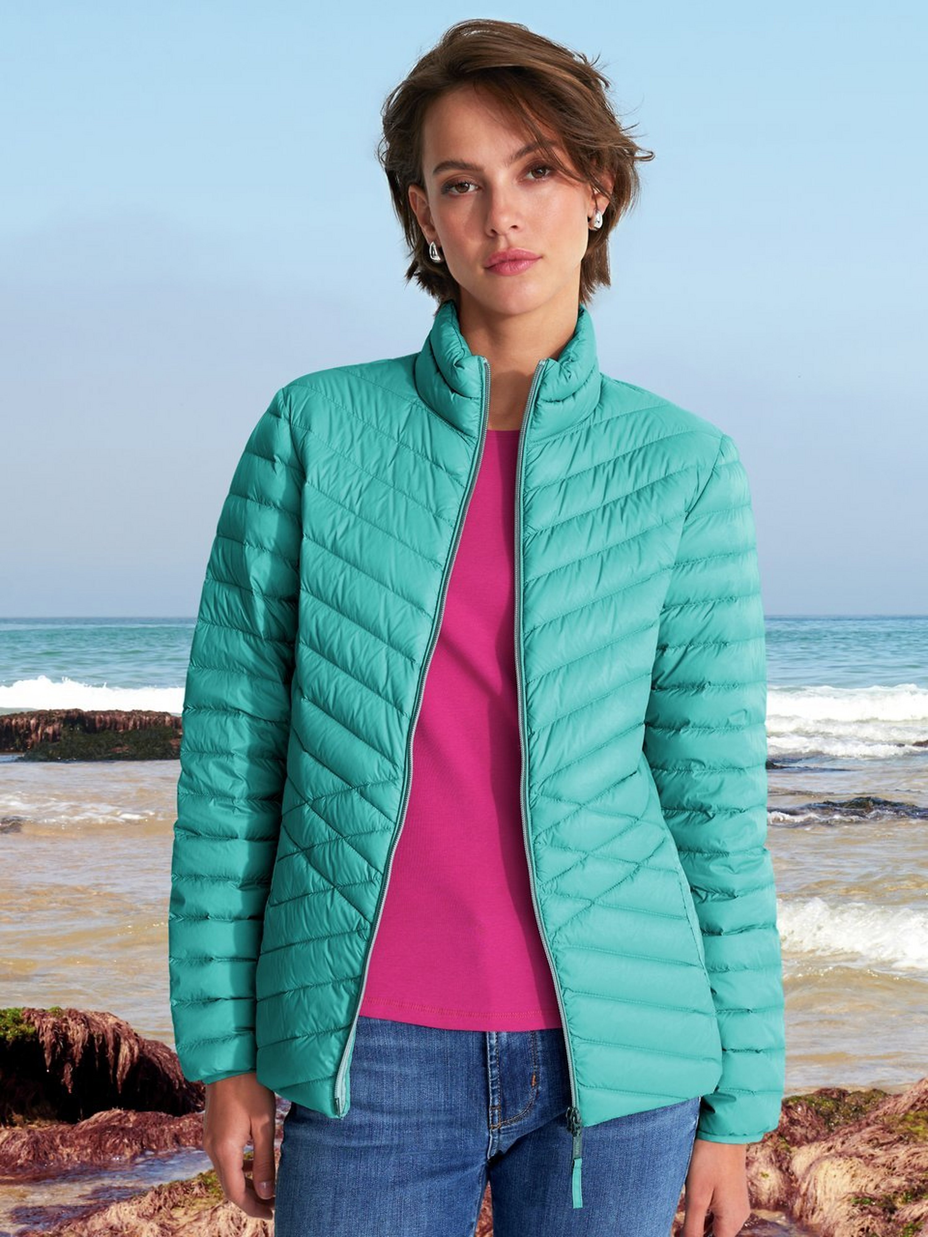 Daunen-Steppjacke mit Stehkragen