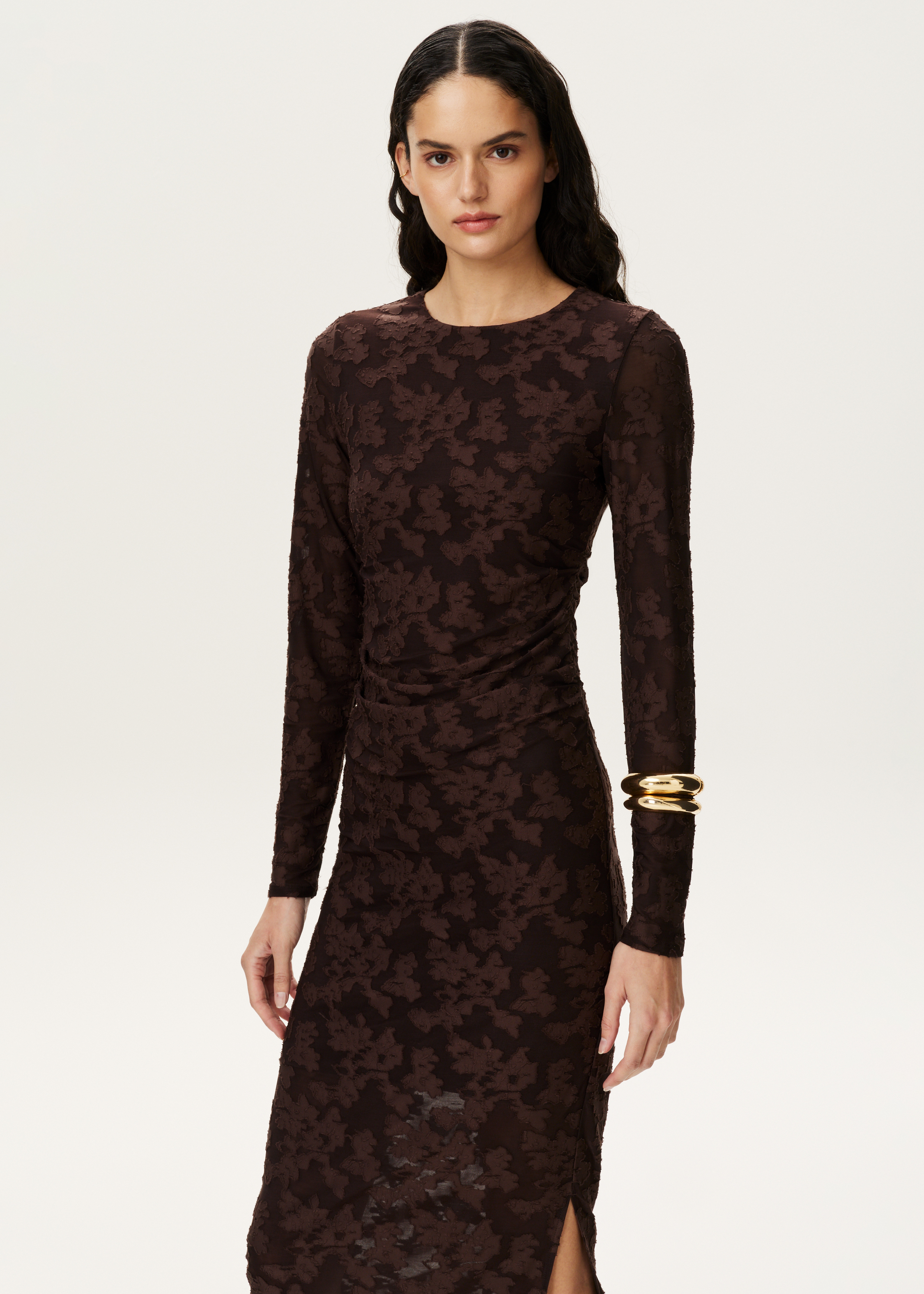 Midi jurk met gedrapeerd detail