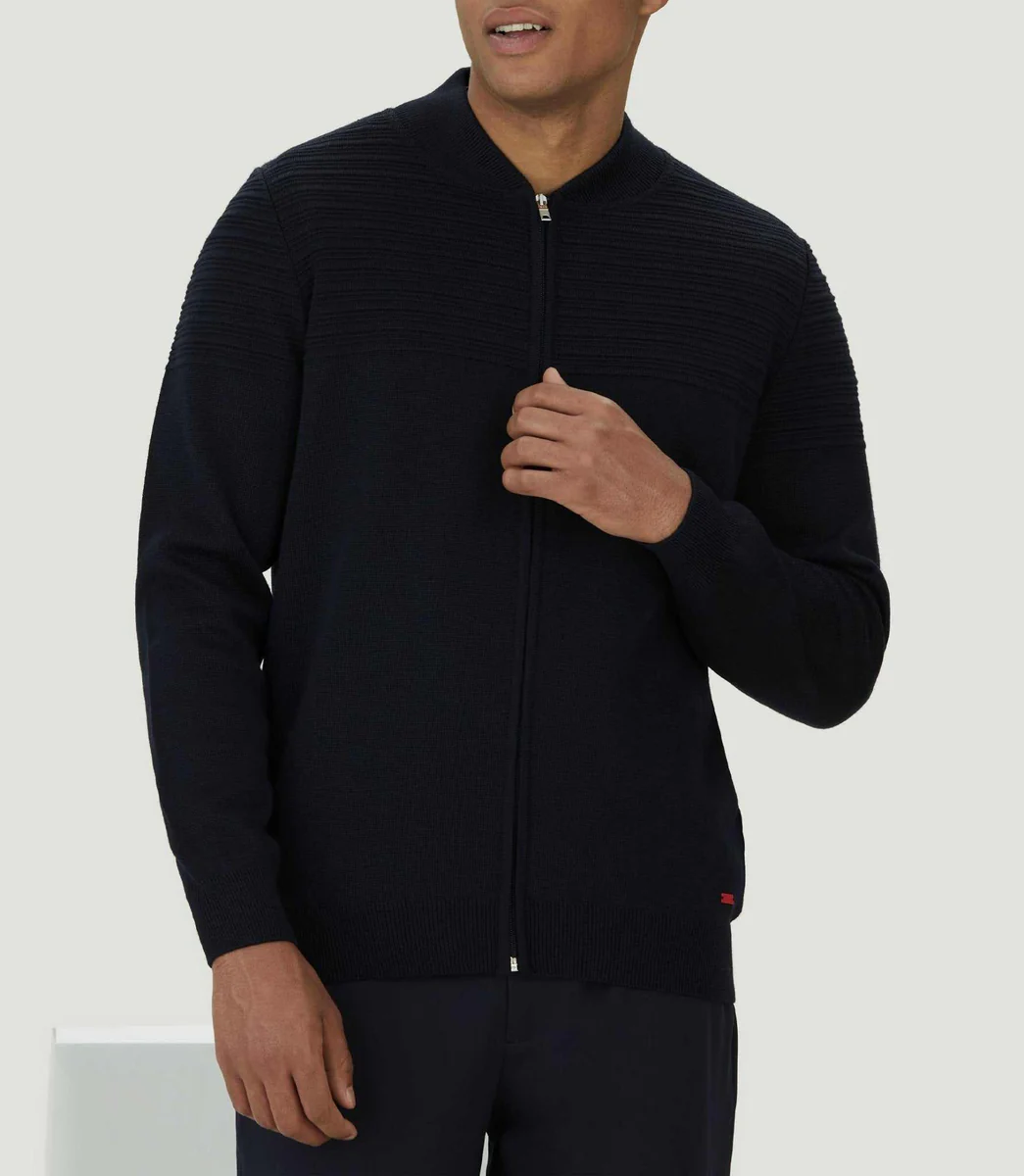 Gilet zippé col teddy marine 