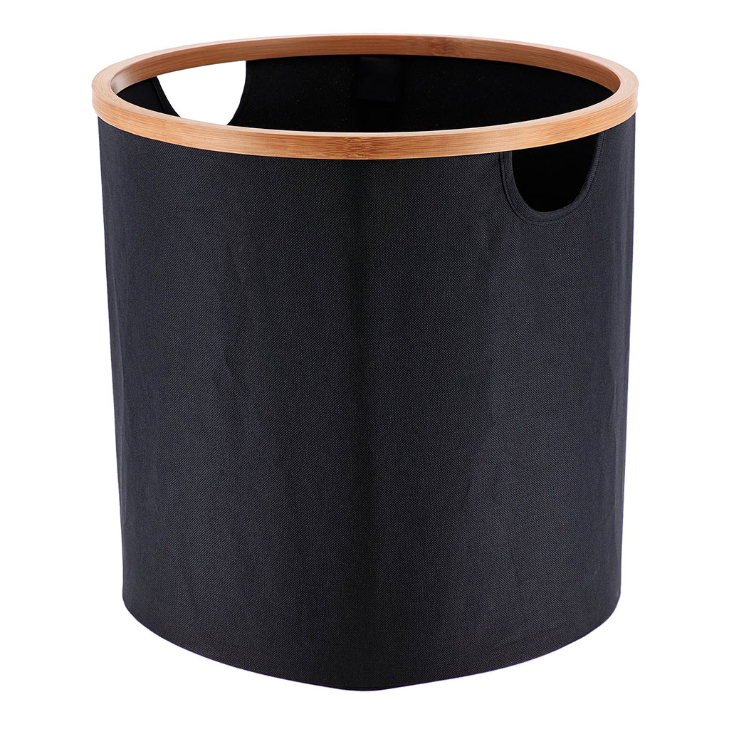 Panier linge chic intérieur rond noir 38x38cm